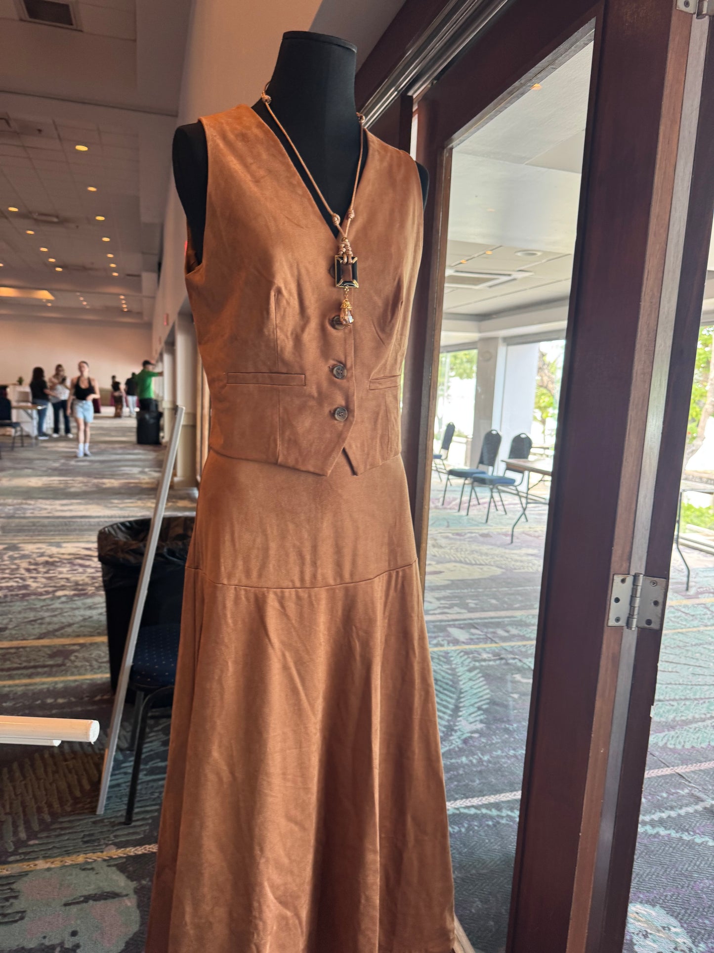 Suede Maxi Skirt Set