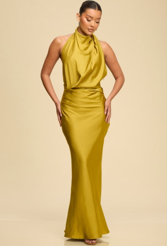 Moss Silk Maxi Dress
