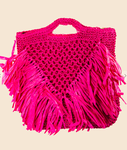 Fuchsia Straw Bag