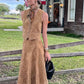 Suede Maxi Skirt Set