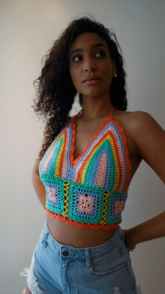 RAINBOW CROCHET TOP