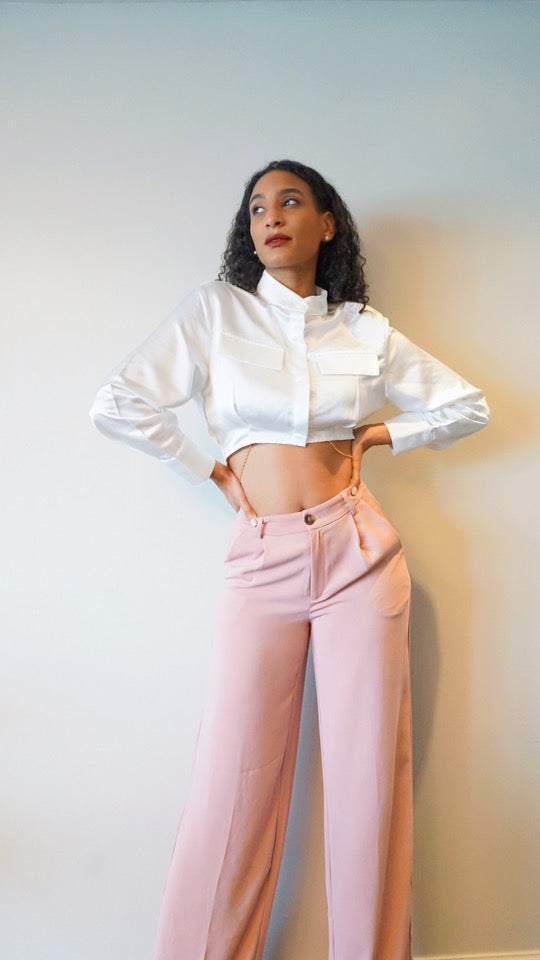 SATIN CROP SHIRT