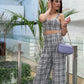 CONTRAST PLAID PANT SET