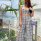 CONTRAST PLAID PANT SET