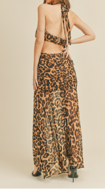 CHIFFON ANIMAL PRINT MAXI SET