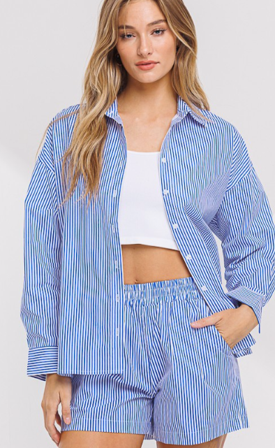 Blue Stripes Short Set